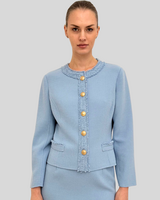 TWEED CREWNECK JACKET: BLUE