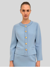 TWEED CREWNECK JACKET: BLUE