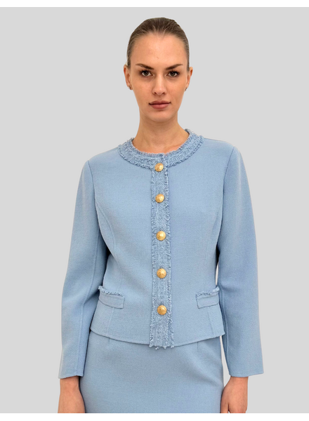 TWEED CREWNECK JACKET: BLUE