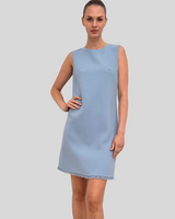 SLEEVELESS DRESS: TWEED: BLUE