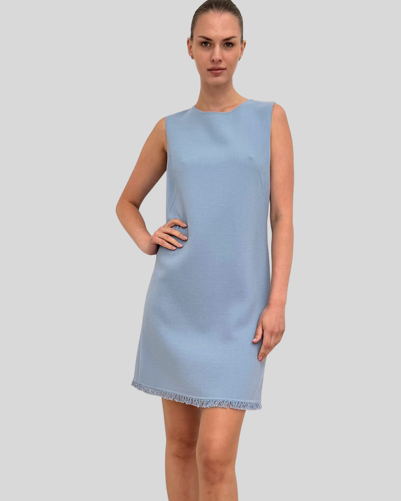 SLEEVELESS DRESS: TWEED: BLUE