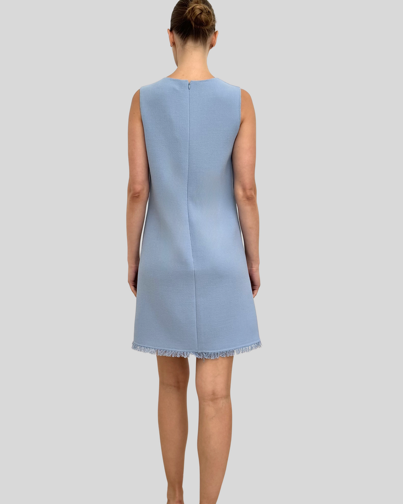 SLEEVELESS DRESS: TWEED: BLUE