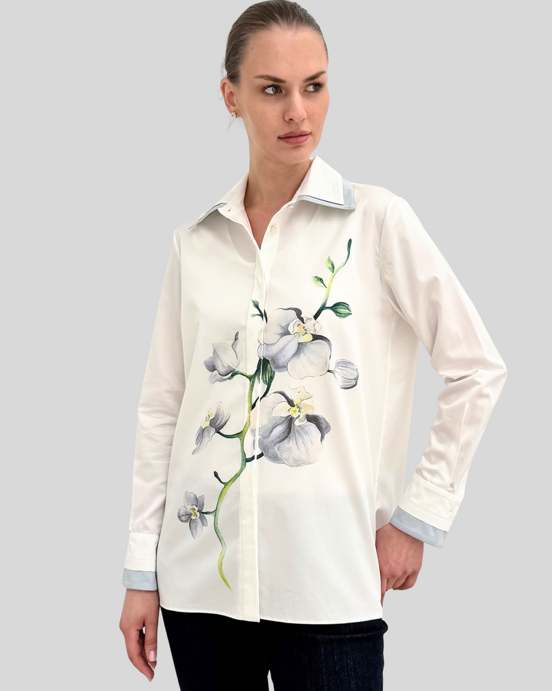 CLASSIC SHIRT WITH DOUBLE COLLAR: ORCHID: SILVER