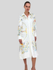SHIRT DRESS WITH BELT: JACQUARD PEACOCK PRINTED: IVORY