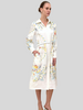 SHIRT DRESS WITH BELT: JACQUARD PEACOCK PRINTED: IVORY