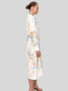 SHIRT DRESS WITH BELT: JACQUARD PEACOCK PRINTED: IVORY