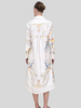 SHIRT DRESS WITH BELT: JACQUARD PEACOCK PRINTED: IVORY