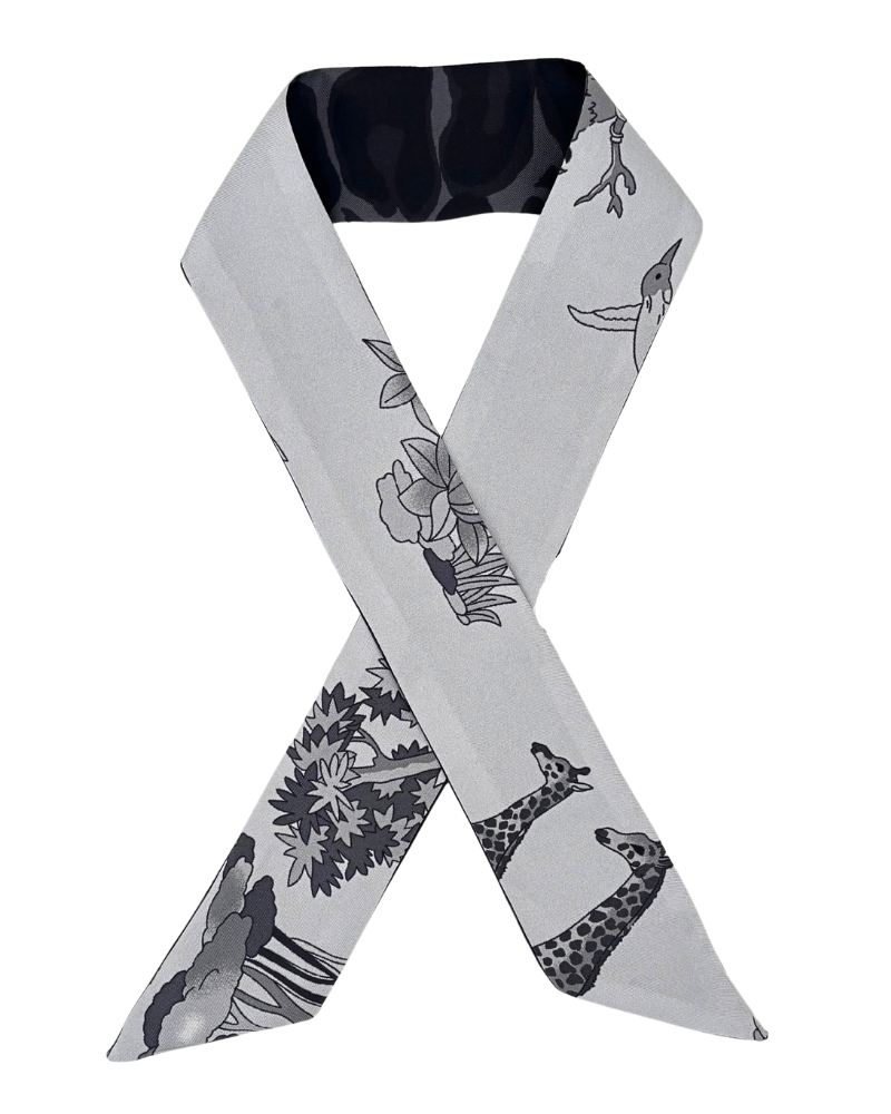 SILK TWILLY: JUNGLE PRINT BLACK-32" x 3