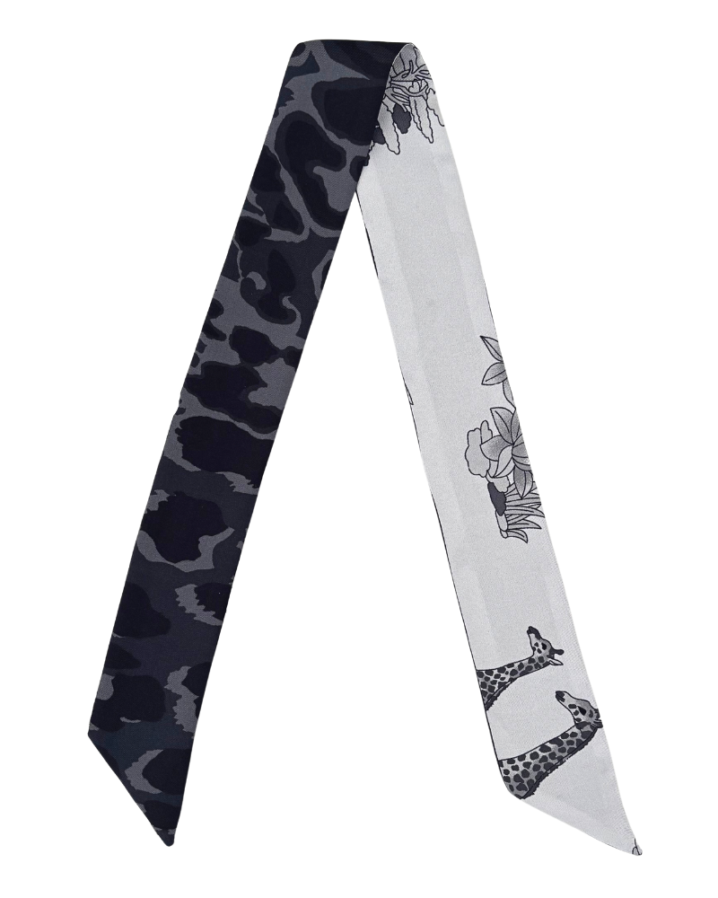 SILK TWILLY: JUNGLE PRINT BLACK-32" x 3