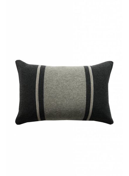 RUBINO KNITTED TWO-TONE PILLOW W/ JEWEL DETAIL: 12" X 18": CHARCOAL-GRAY