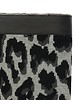 COTTON KNITTED LEOPARD THROW WITH SUEDE BORDER: 52" x 75" :  BLACK