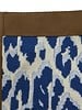 COTTON KNITTED LEOPARD THROW WITH SUEDE BORDER: 52" x 75" :  BLUE