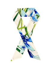 COTTON TWILLY: DANCING LADY FLOWER PRINT: BLUE- 32" x 3"