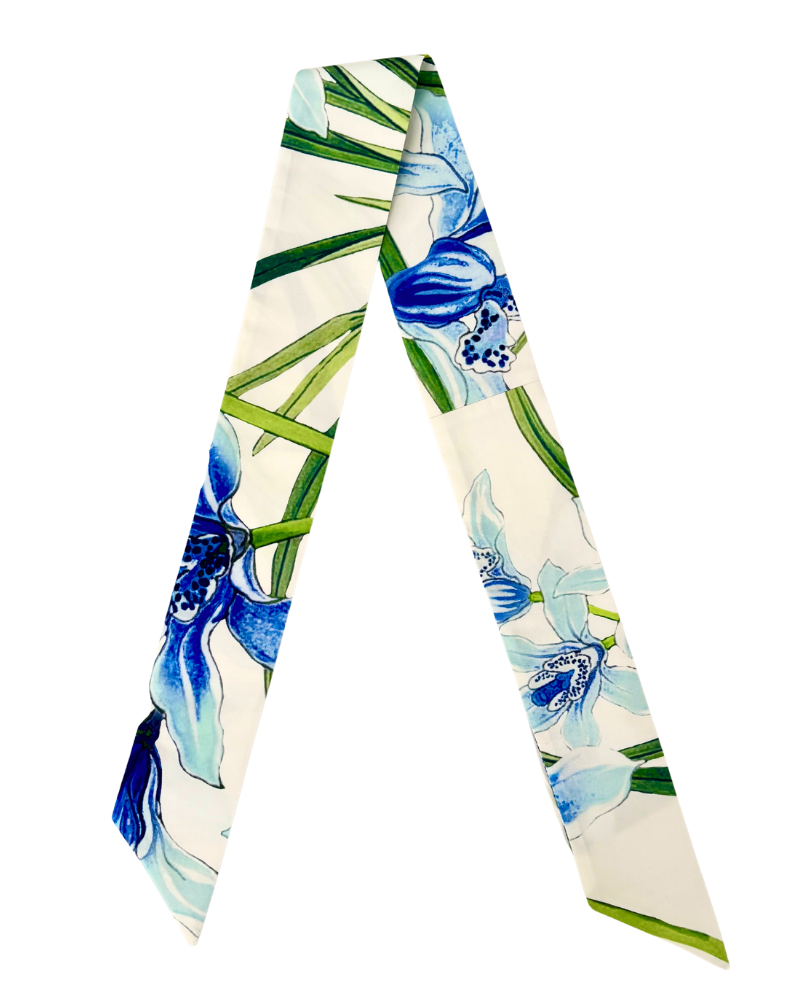 COTTON TWILLY: DANCING LADY FLOWER PRINT: BLUE- 32" x 3"