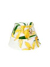 PRINTED COTTON BUCKET HAT: DANCING LADY FLOWER: YELLOW