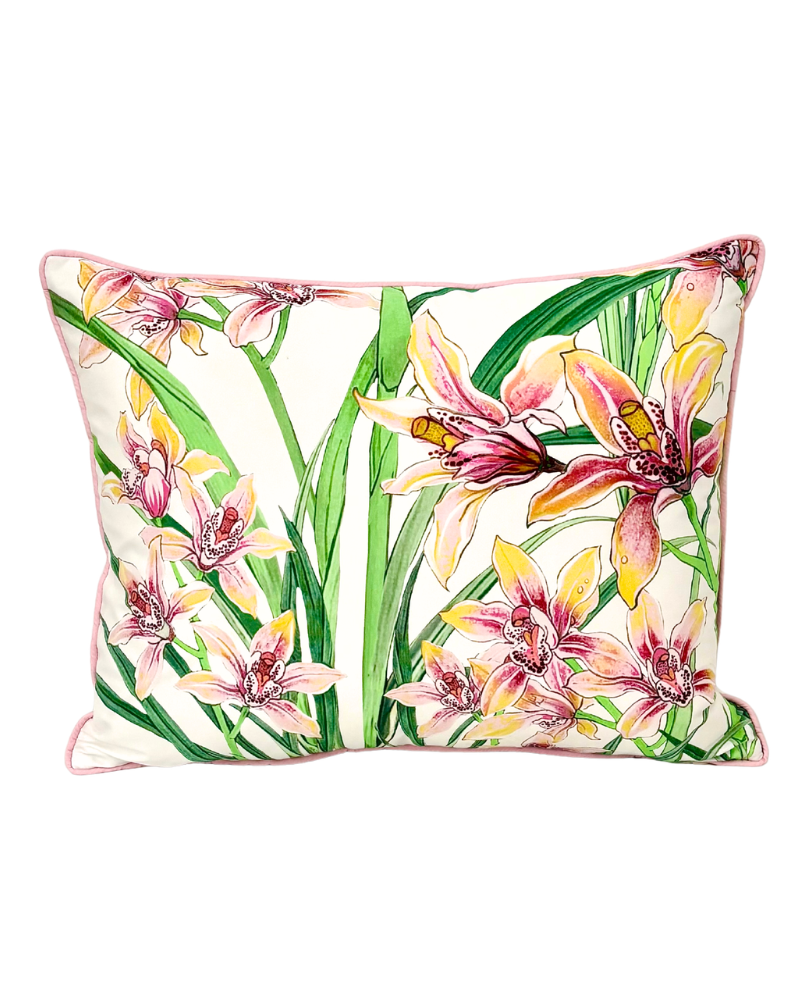 COTTON QUILTED PILLOW: DANCING LADY FLOWER: PINK