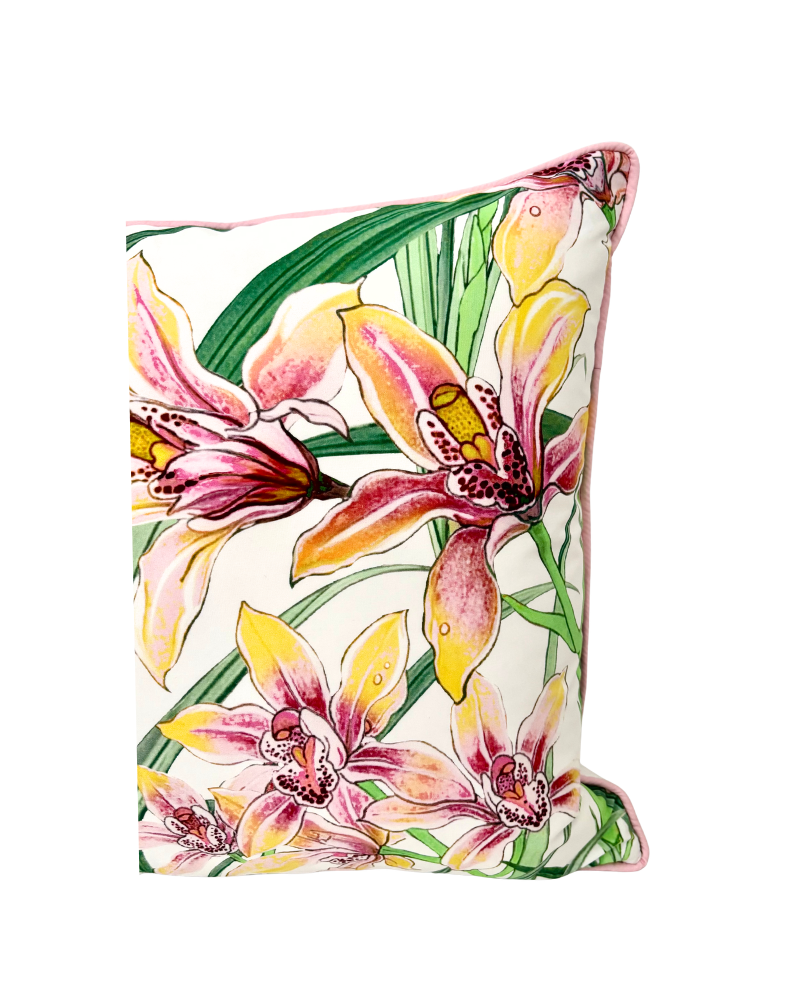 COTTON QUILTED PILLOW: DANCING LADY FLOWER: PINK