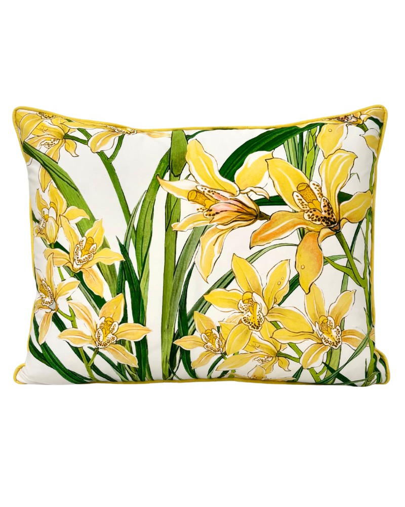 COTTON QUILTED PILLOW: DANCING LADY FLOWER: YELLOW