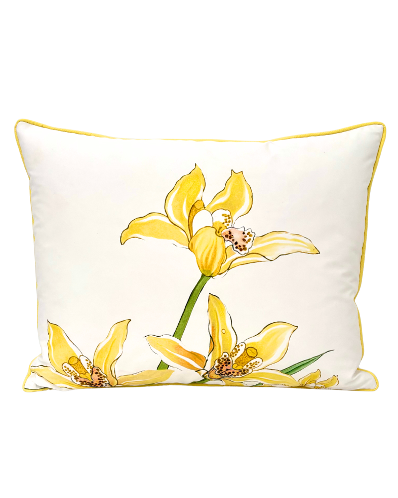 COTTON QUILTED PILLOW: DANCING LADY FLOWER: YELLOW