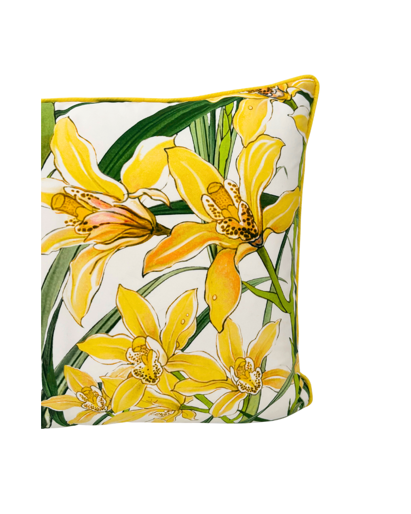 COTTON QUILTED PILLOW: DANCING LADY FLOWER: YELLOW