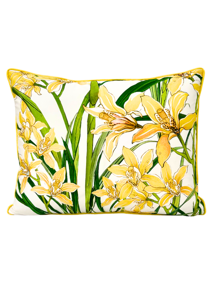 COTTON QUILTED PILLOW: DANCING LADY FLOWER: YELLOW