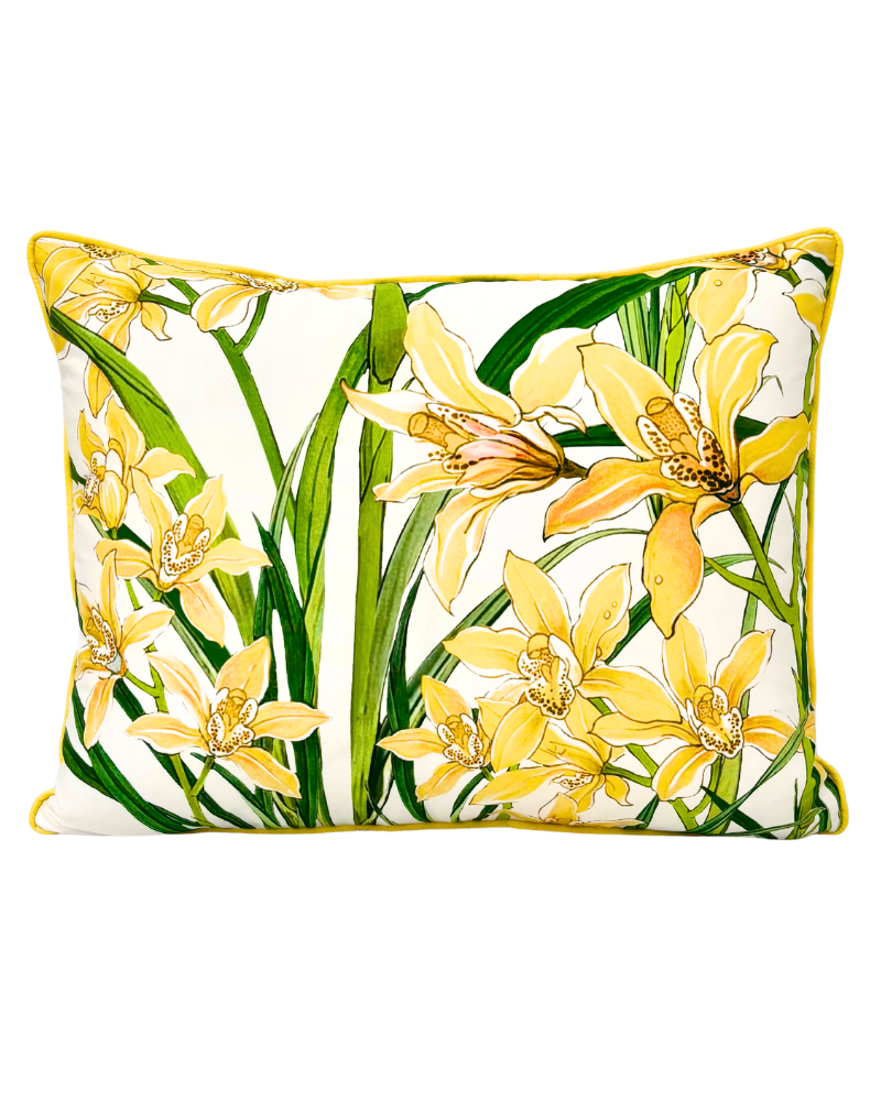COTTON QUILTED PILLOW: DANCING LADY FLOWER: YELLOW