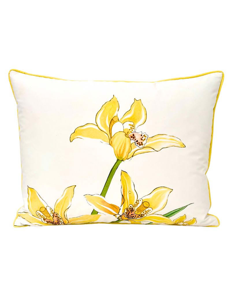 COTTON QUILTED PILLOW: DANCING LADY FLOWER: YELLOW