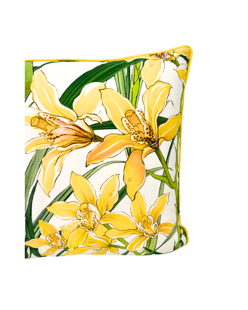COTTON QUILTED PILLOW: DANCING LADY FLOWER: YELLOW