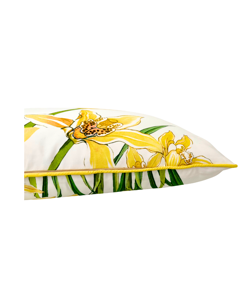 COTTON QUILTED PILLOW: DANCING LADY FLOWER: YELLOW
