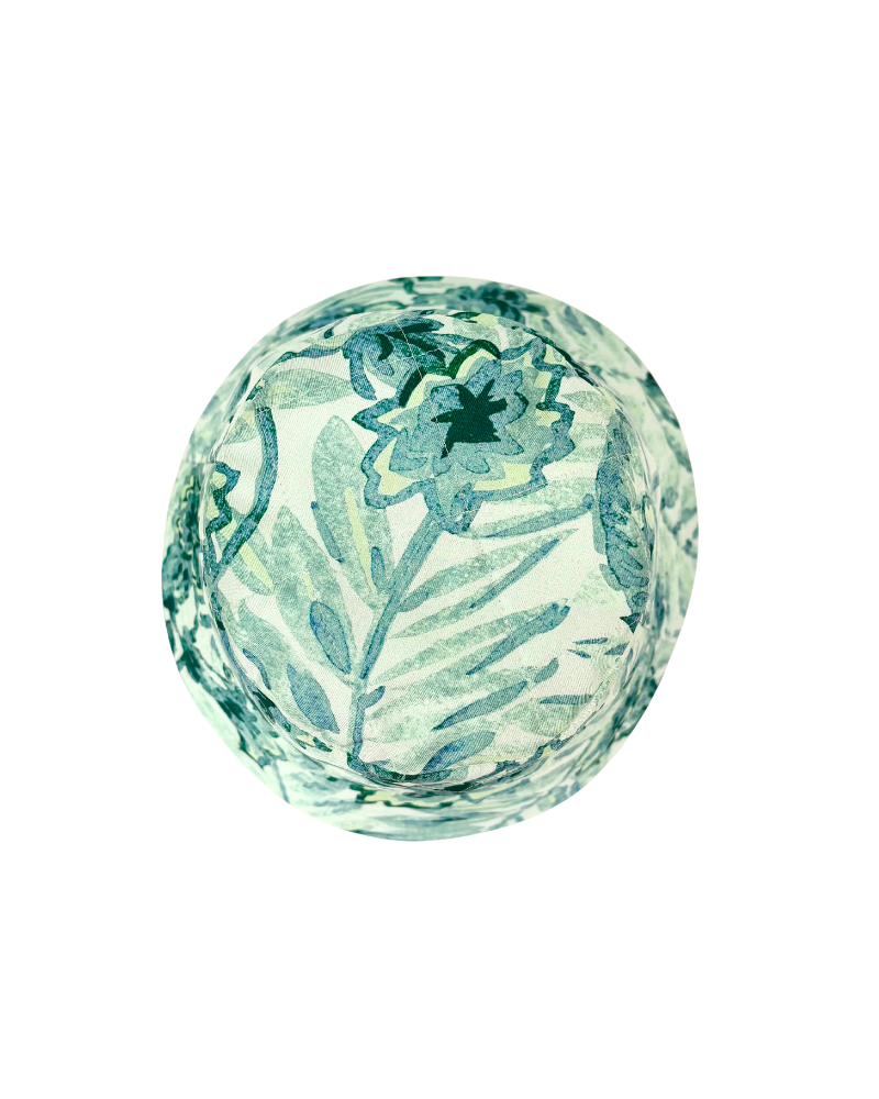 PRINTED SILK TWILL BUCKET HAT: CORSICA: GREEN