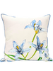 COTTON SCARF QUILTED PILLOW: DANCING LADY FLOWERS: LIGHT BLUE: 21"x 21"