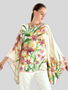 CASHMERE PRINTED PONCHO: DANCING LADY FLOWERS: PINK