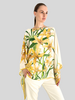 CASHMERE PRINTED PONCHO: DANCING LADY FLOWERS: YELLOW