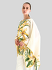 CASHMERE PRINTED PONCHO: DANCING LADY FLOWERS: YELLOW
