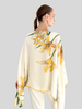 CASHMERE PRINTED PONCHO: DANCING LADY FLOWERS: YELLOW