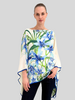 CASHMERE PRINTED PONCHO: DANCING LADY FLOWERS: BLUE
