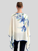 CASHMERE PRINTED PONCHO: DANCING LADY FLOWERS: BLUE