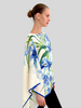 CASHMERE PRINTED PONCHO: DANCING LADY FLOWERS: BLUE