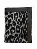 COTTON KNITTED LEOPARD THROW WITH SUEDE BORDER: 52" x 75" :  BLACK