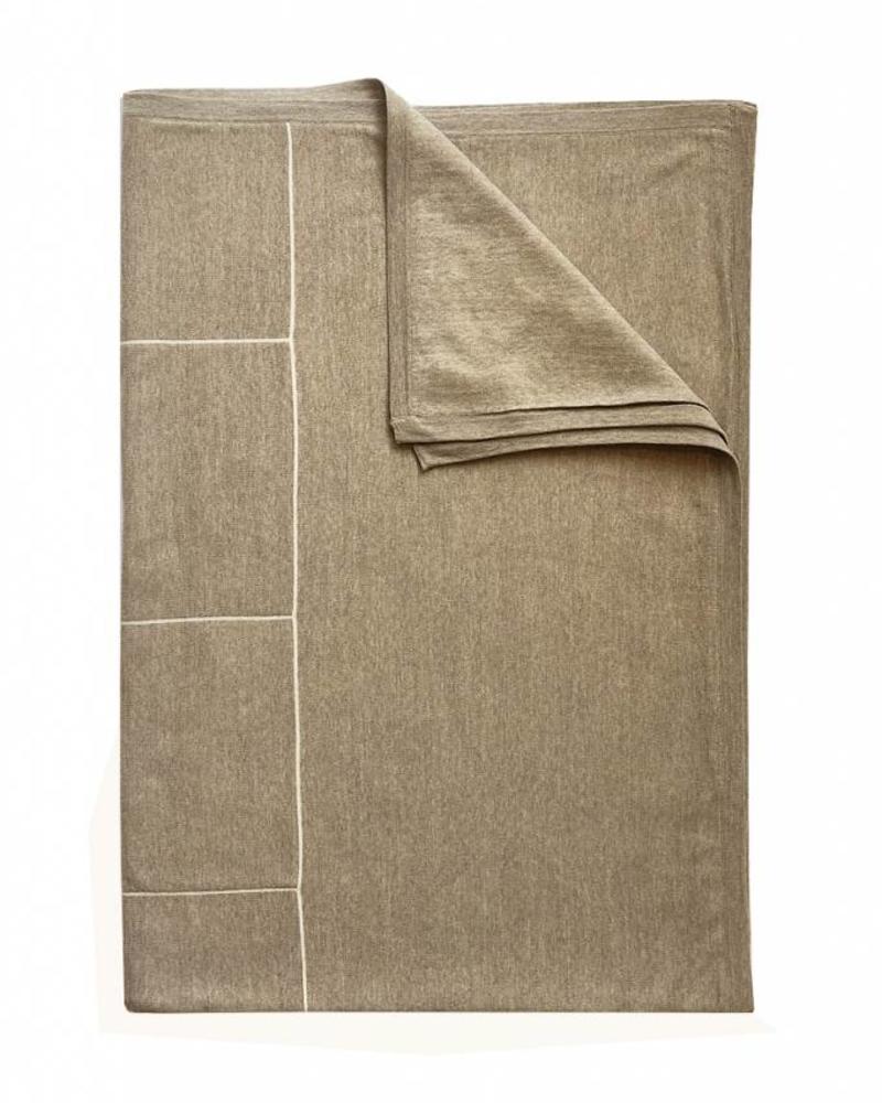 CORTINA SQUARES THROW: 50" X 72": BEIGE-IVORY