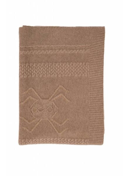CASHMERE INTARSIA SPIDER KNITTED THROW: 52" X 72": TAUPE