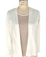 COTTON LONG SLEEVES 2 IN 1 CARDIGAN W/ BUCKLE: IVORY-BEIGE