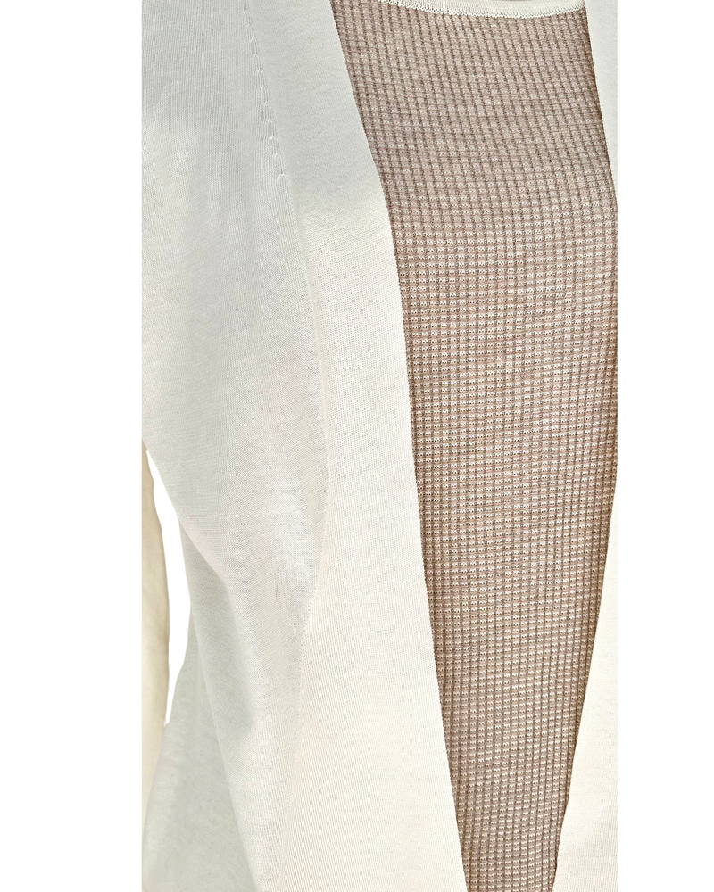 COTTON LONG SLEEVES 2 IN 1 CARDIGAN W/ BUCKLE: IVORY-BEIGE