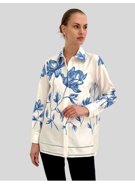 LONG SLEEVE SHIRT: EMBROIDERY BLUE