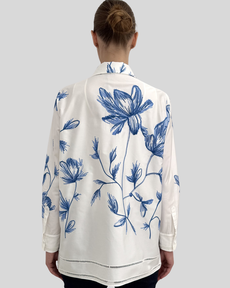 LONG SLEEVE SHIRT: EMBROIDERY BLUE