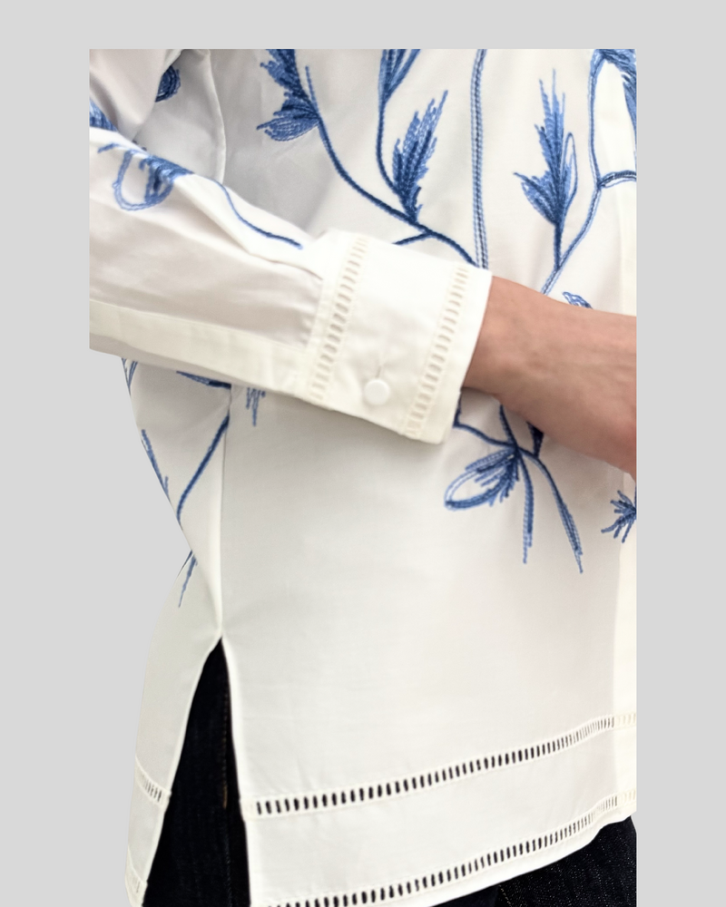 LONG SLEEVE SHIRT: EMBROIDERY BLUE