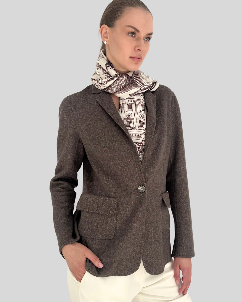 DOUBLE FACED BLAZER: BROWN