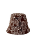 PRINTED SILK TWILL BUCKET HAT: WELLINGTON: CHOCOLATE