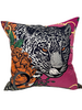 SILK QUILTED PILLOW: LEOPARD: ROSE 21"X21"