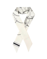 SILK TWILLY: SADDLE MANDALA PRINT: BLACK & WHITE-32" x 3